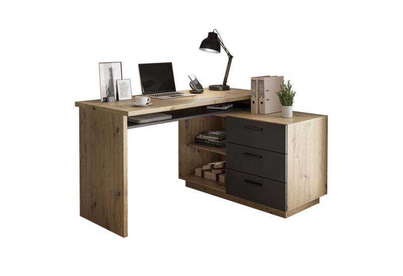 Lookway Eckschreibtisch CHIA Eiche Artisan Graphit, Breite: 138 cm Lookway Eckschreibtisch CHIA Eiche Artisan Graphit, Breite: 138 cm von Lookway
