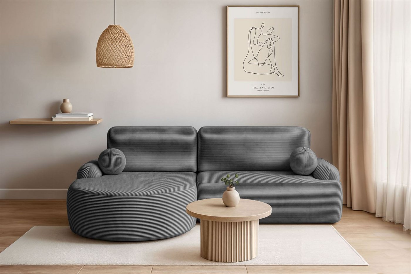 Lookway Ecksofa CLEO CORD Rundes Ecksofa mit Schlaffunktion und Bettkasten Lookway Ecksofa CLEO CORD Rundes Ecksofa mit Schlaffunktion und Bettkasten von Lookway