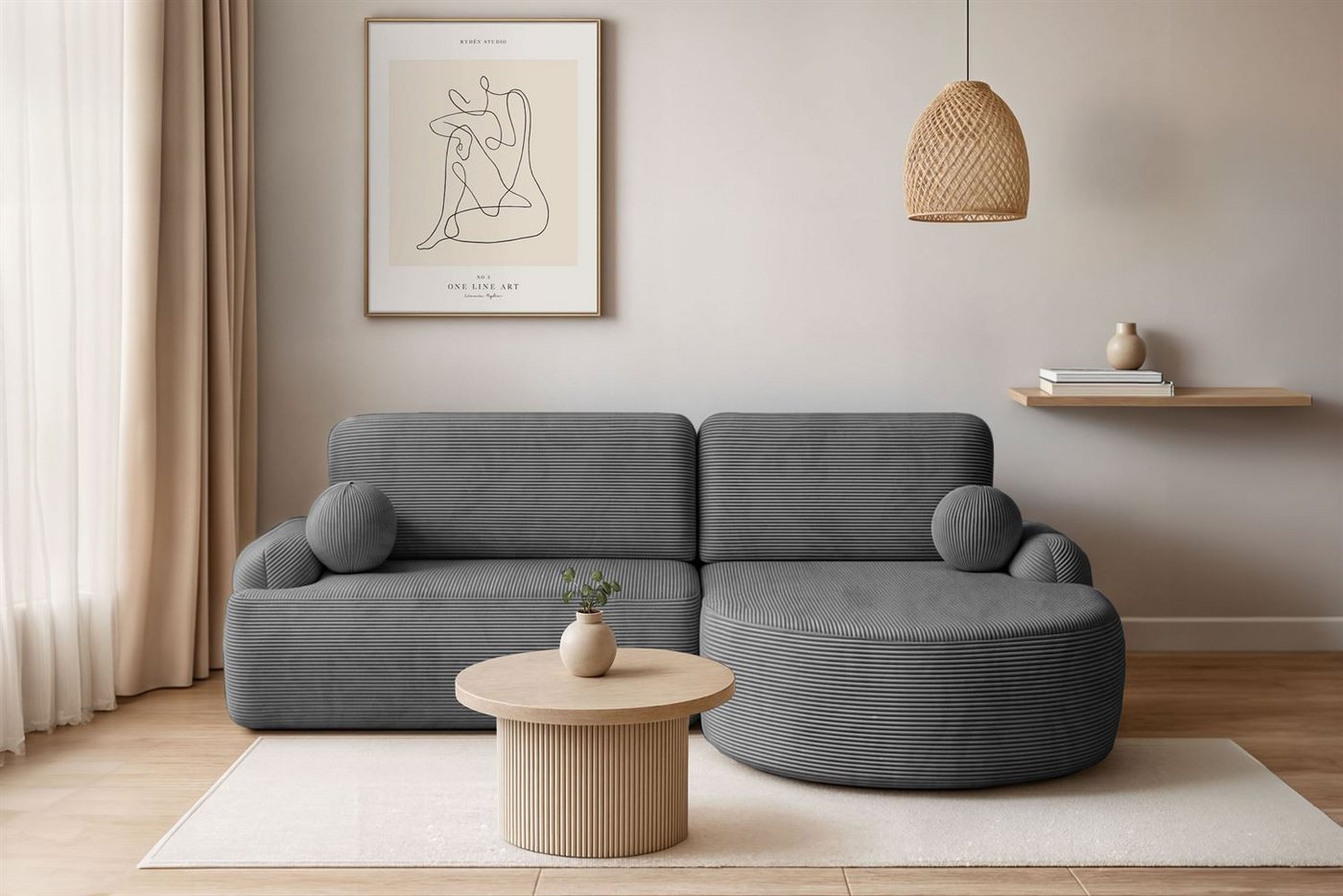 Lookway Ecksofa CLEO CORD Rundes Ecksofa mit Schlaffunktion und Bettkasten Lookway Ecksofa CLEO CORD Rundes Ecksofa mit Schlaffunktion und Bettkasten von Lookway