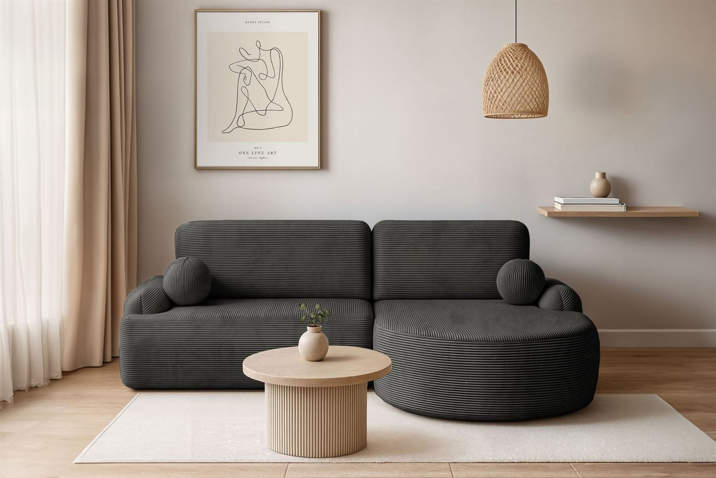 Lookway Ecksofa CLEO CORD Rundes Ecksofa mit Schlaffunktion und Bettkasten Lookway Ecksofa CLEO CORD Rundes Ecksofa mit Schlaffunktion und Bettkasten von Lookway