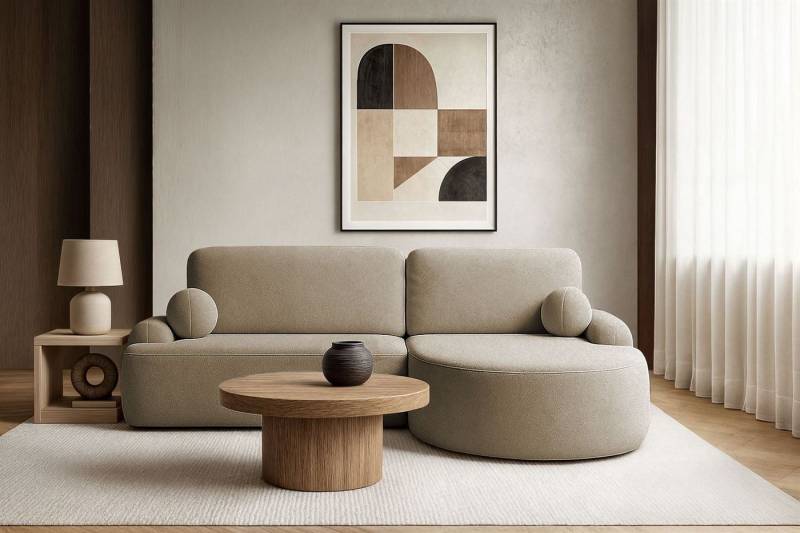 Lookway Ecksofa CLEO Rundes Ecksofa mit Schlaffunktion und Bettkasten, mit Bettfunktion und Bettkasten von Lookway
