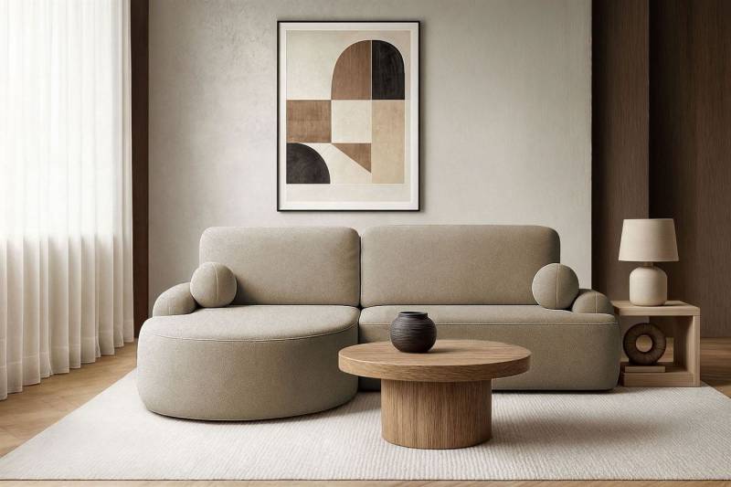 Lookway Ecksofa CLEO Rundes Ecksofa mit Schlaffunktion und Bettkasten, mit Bettfunktion und Bettkasten von Lookway