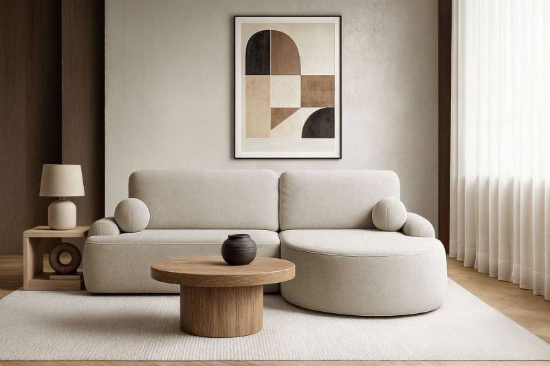 Lookway Ecksofa CLEO Rundes Ecksofa mit Schlaffunktion und Bettkasten, mit Bettfunktion und Bettkasten von Lookway