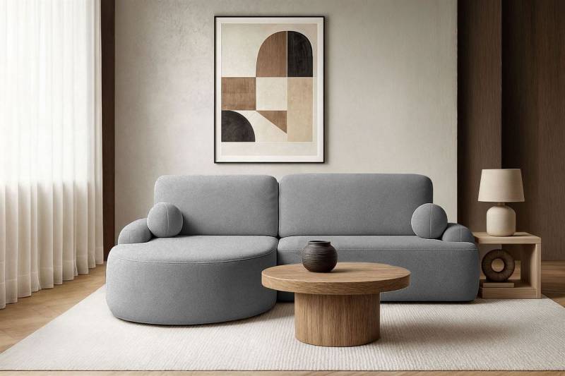 Lookway Ecksofa CLEO Rundes Ecksofa mit Schlaffunktion und Bettkasten, mit Bettfunktion und Bettkasten von Lookway