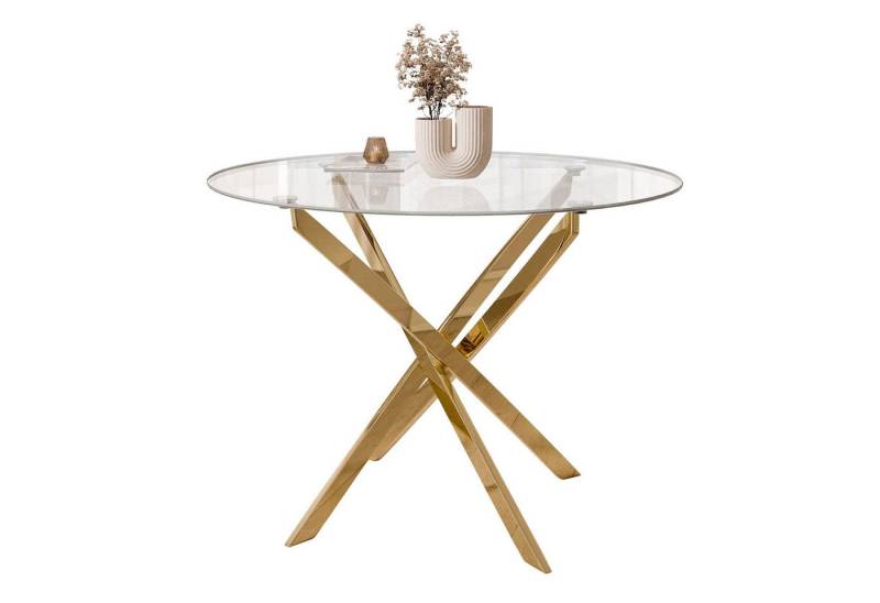 Lookway Esstisch CRISTAL 100 cm Runder Esstisch mit Glasplatte, Durchmesser Ø 100 cm von Lookway