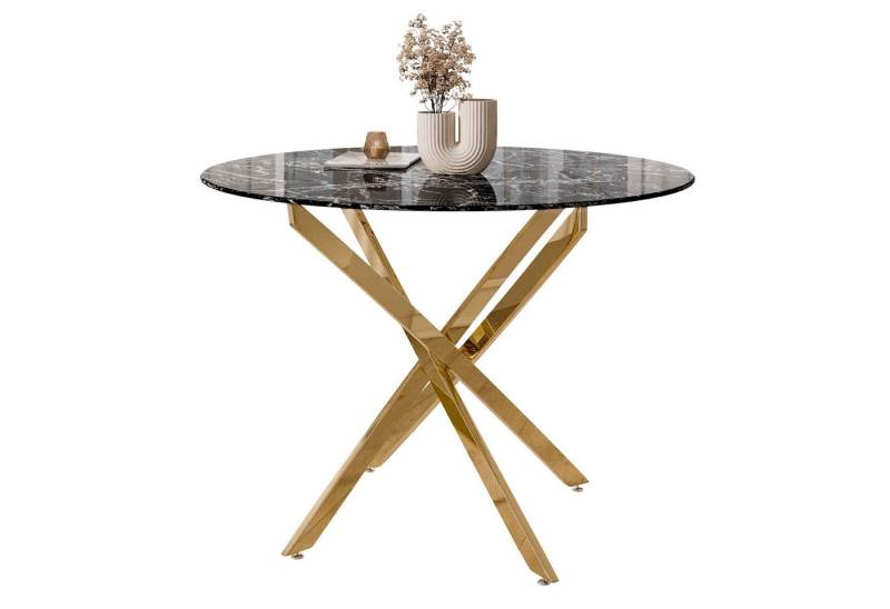 Lookway Esstisch CRISTAL II 100 cm Runder Esstisch mit Glasplatte, Durchmesser Ø 100 cm von Lookway