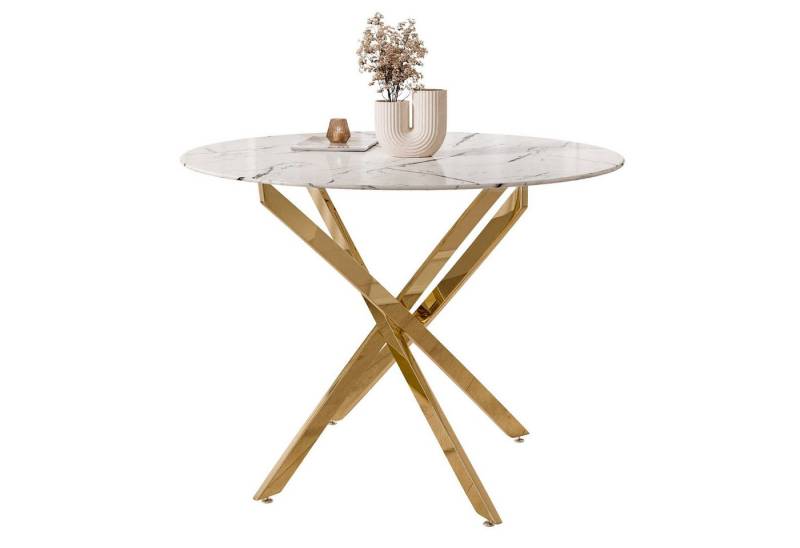 Lookway Esstisch CRISTAL II 100 cm Runder Esstisch mit Glasplatte, Durchmesser Ø 100 cm von Lookway