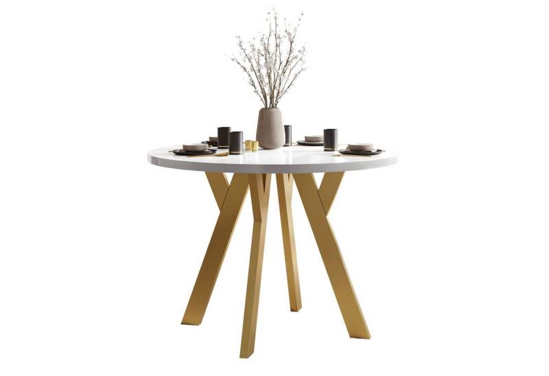 Lookway Esstisch VOLTA GLOSS Runder ausziehbarer Tisch mit Hochglanz Tischplatte (1 Tisch), Durchmesser: Ø 100 cm von Lookway