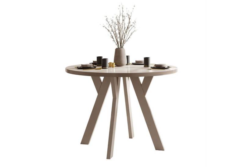 Lookway Esstisch VOLTA GLOSS Runder ausziehbarer Tisch mit Hochglanz Tischplatte (1 Tisch), Durchmesser: Ø 100 cm von Lookway