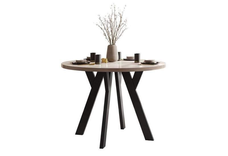 Lookway Esstisch VOLTA GLOSS Runder ausziehbarer Tisch mit Hochglanz Tischplatte (1 Tisch), Durchmesser: Ø 100 cm von Lookway