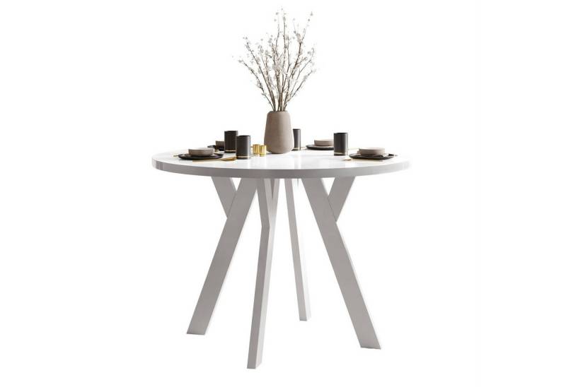 Lookway Esstisch VOLTA GLOSS Runder ausziehbarer Tisch mit Hochglanz Tischplatte (1 Tisch), Durchmesser: Ø 100 cm von Lookway