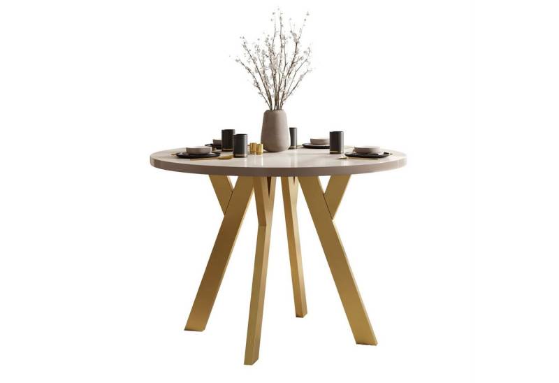 Lookway Esstisch VOLTA GLOSS Runder ausziehbarer Tisch mit Hochglanz Tischplatte (1 Tisch), Durchmesser: Ø 100 cm von Lookway