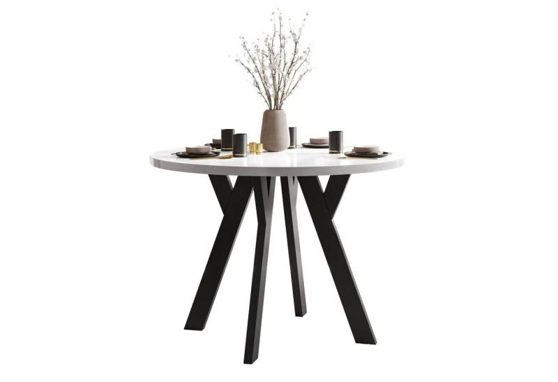 Lookway Esstisch VOLTA GLOSS Runder ausziehbarer Tisch mit Hochglanz Tischplatte (1 Tisch), Durchmesser: Ø 100 cm von Lookway