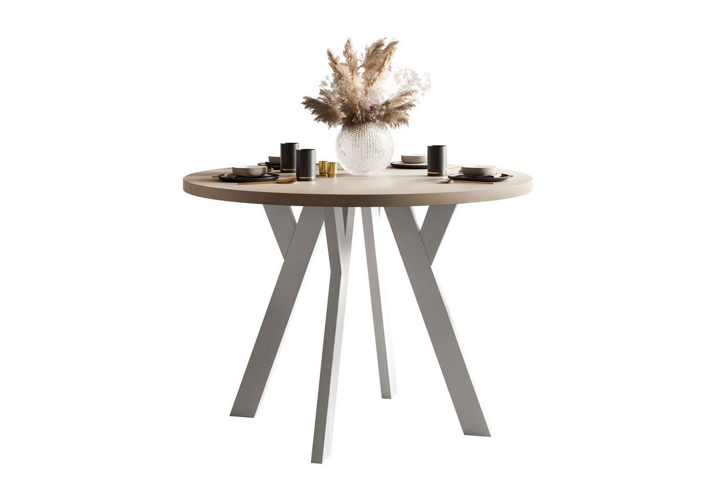 Lookway Esstisch VOLTA MATT Runder ausziehbarer Tisch (1x Tisch), Durchmesser: Ø 100 cm von Lookway
