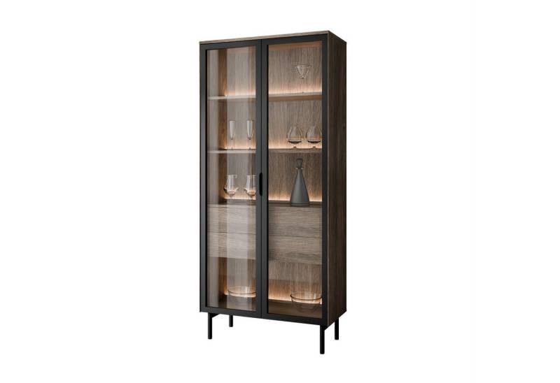 Lookway Glasvitrine LINEA LOFT Vitrine mit LED-Beleuchtung und Schubladen von Lookway