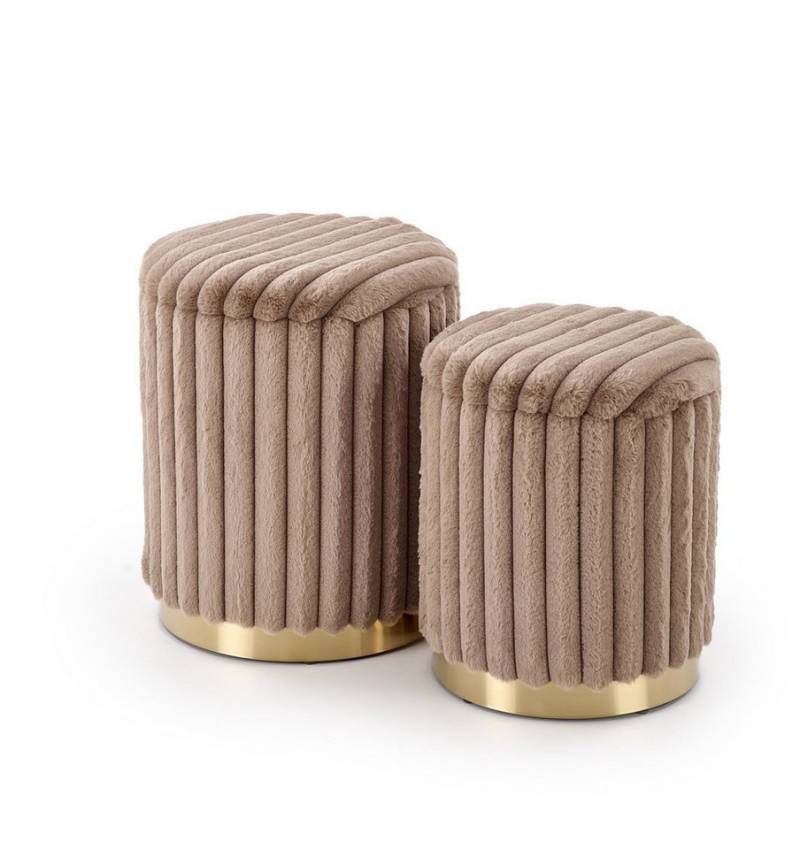 Lookway Hocker AUREA Gepolsterter Pouf-Set mit Stauraum – Aufklappbarer Sitzhocker (2er Set), Durchmesser: ⌀ 36 cm & ⌀ 31 cm von Lookway