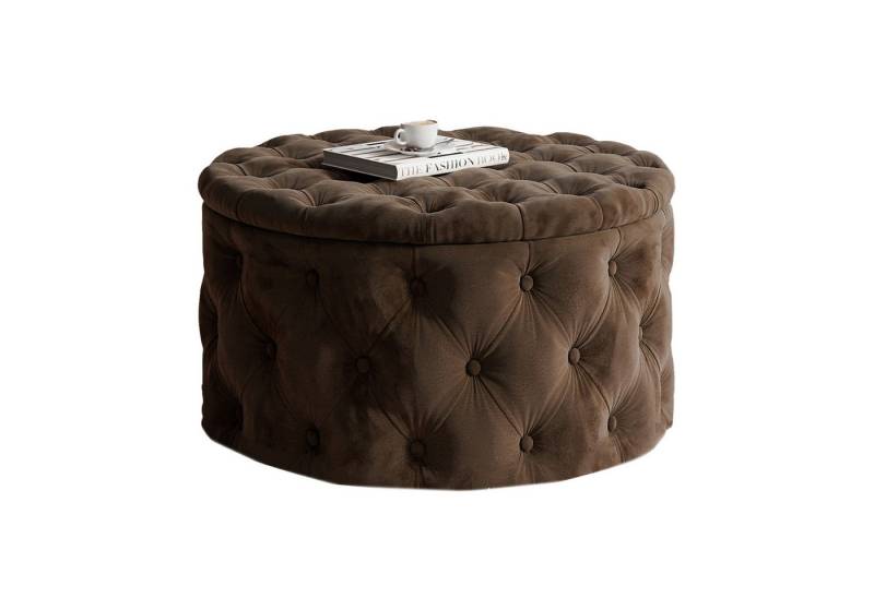 Lookway Hocker CHESTERFIELD runder gesteppter mit Staufach (1x Hocker), Durchmesser: ø70 cm von Lookway