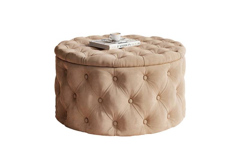 Lookway Hocker CHESTERFIELD runder gesteppter mit Staufach (1x Hocker), Durchmesser: ø70 cm von Lookway