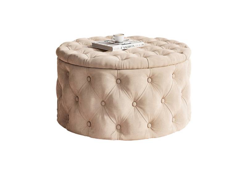 Lookway Hocker CHESTERFIELD runder gesteppter mit Staufach (1x Hocker), Durchmesser: ø70 cm von Lookway