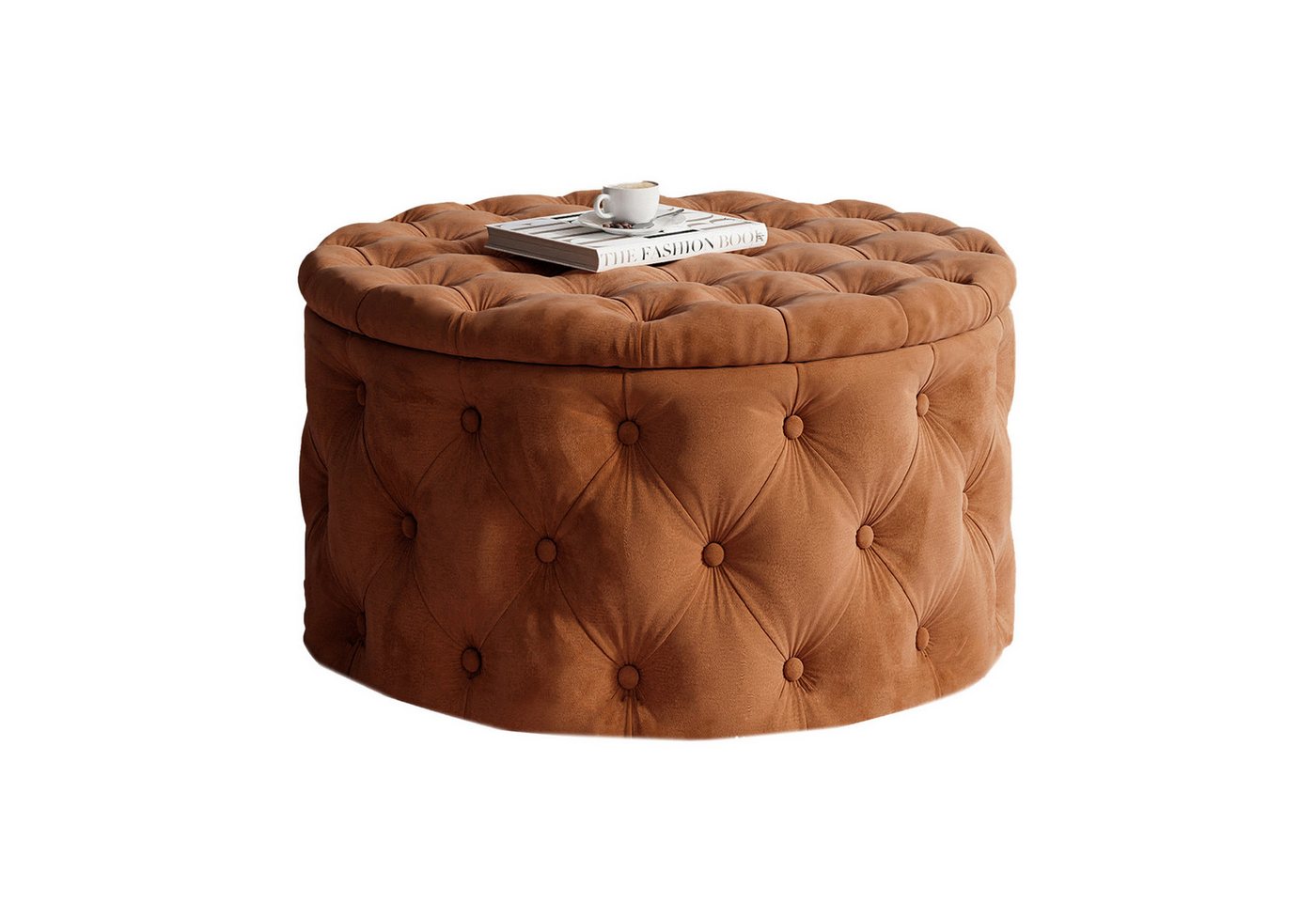 Lookway Hocker CHESTERFIELD runder gesteppter mit Staufach (1x Hocker), Durchmesser: ø70 cm von Lookway