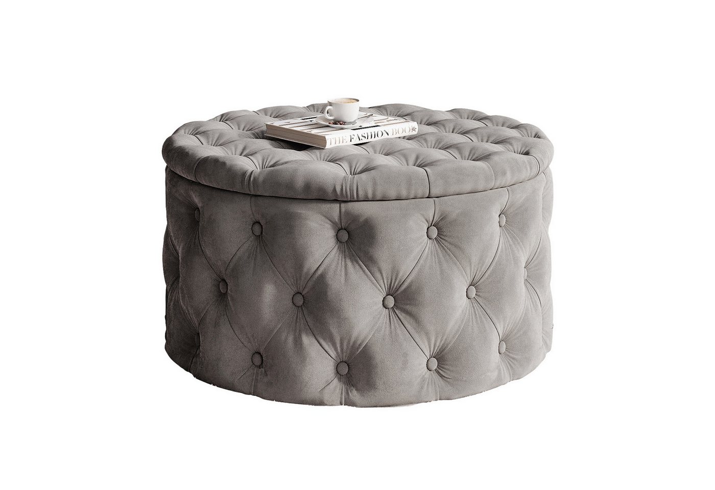 Lookway Hocker CHESTERFIELD runder gesteppter mit Staufach (1x Hocker), Durchmesser: ø70 cm von Lookway