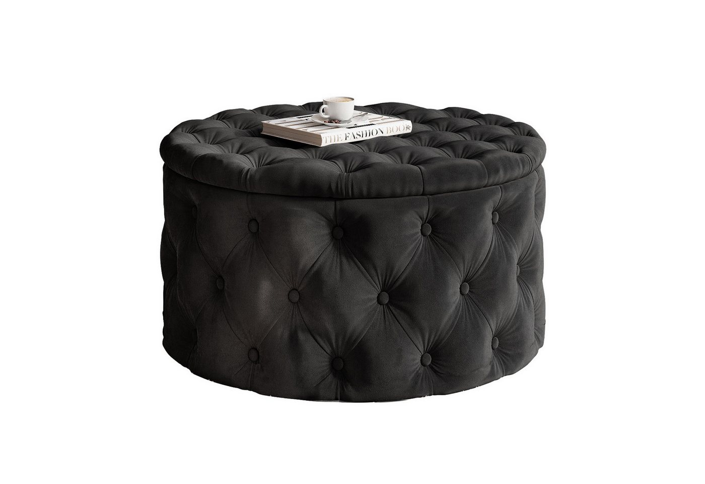 Lookway Hocker CHESTERFIELD runder gesteppter mit Staufach (1x Hocker), Durchmesser: ø70 cm von Lookway