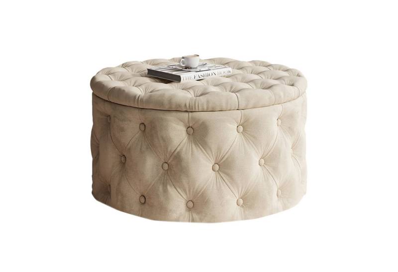 Lookway Hocker CHESTERFIELD runder gesteppter mit Staufach (1x Hocker), Durchmesser: ø70 cm von Lookway
