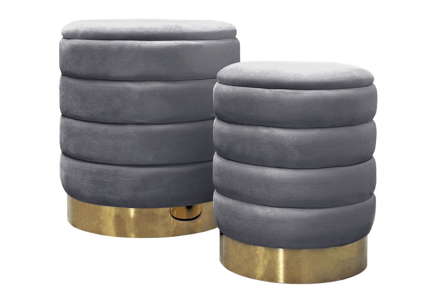 Lookway Hocker MIRELLE Pouf-Set – Elegante Sitzgelegenheit mit praktischem Stauraum (2er Set), Durchmesser: ⌀ 40 cm & ⌀ 30 cm von Lookway