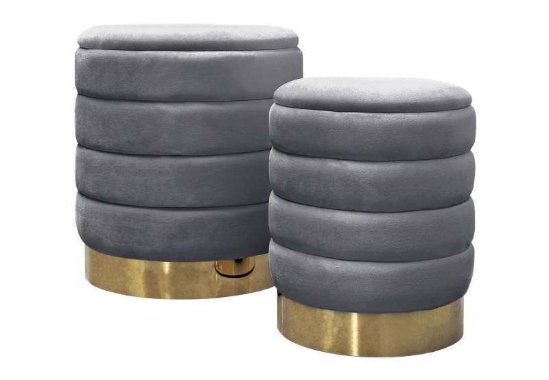 Lookway Hocker MIRELLE Pouf-Set – Elegante Sitzgelegenheit mit praktischem Stauraum (2er Set), Durchmesser: ⌀ 40 cm & ⌀ 30 cm von Lookway