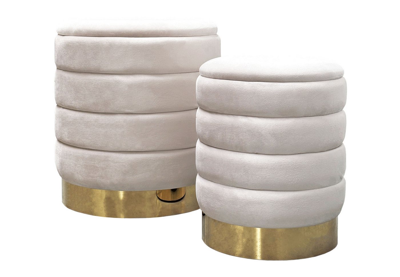 Lookway Hocker MIRELLE Pouf-Set – Elegante Sitzgelegenheit mit praktischem Stauraum (2er Set), Durchmesser: ⌀ 40 cm & ⌀ 30 cm von Lookway