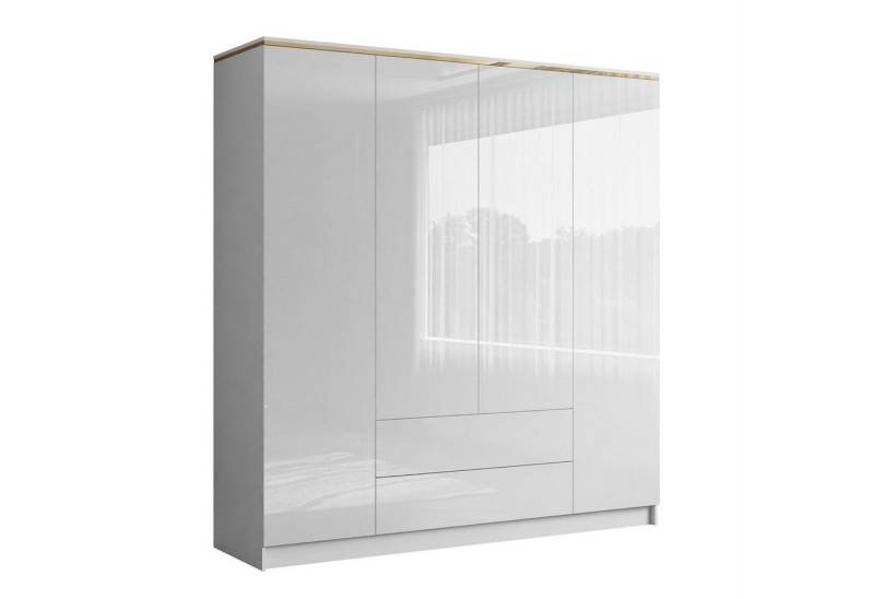 Lookway Kleiderschrank AURORA 4D2S in Weiß hochglanz mit Schubleden Breite: 200 cm von Lookway