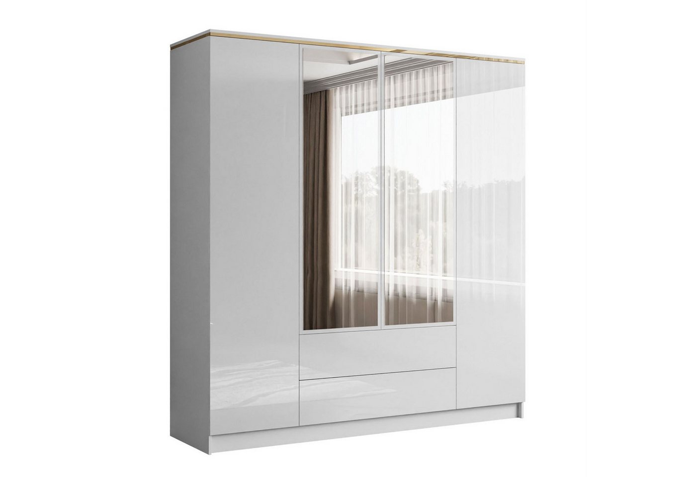 Lookway Kleiderschrank AURORA 4D2S in Weiß hochglanz mit Schubleden Breite: 200 cm Lookway Kleiderschrank AURORA 4D2S in Weiß hochglanz mit Schubleden Breite: 200 cm von Lookway