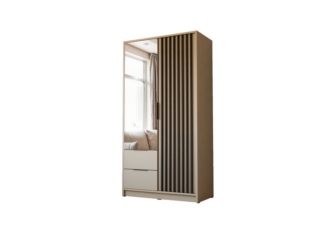 Lookway Kleiderschrank NELA 105 cm Zweittüriger Schrank mit Lamellen Breite: 105 cm von Lookway