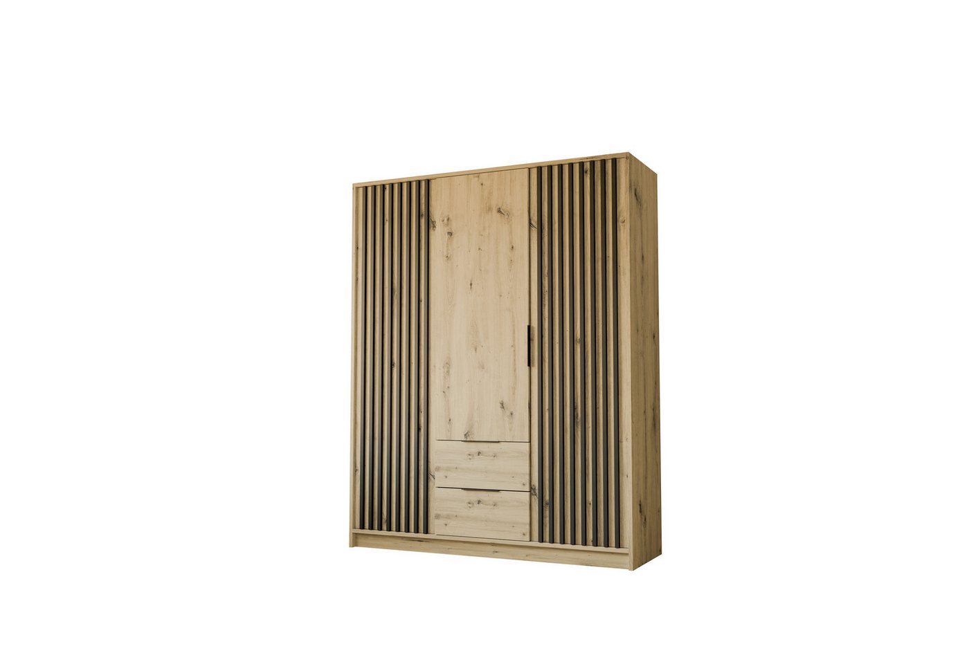 Lookway Kleiderschrank NELA 3D 155 cm Drehtürenschrank mit Lamellen Breite: 155 cm von Lookway