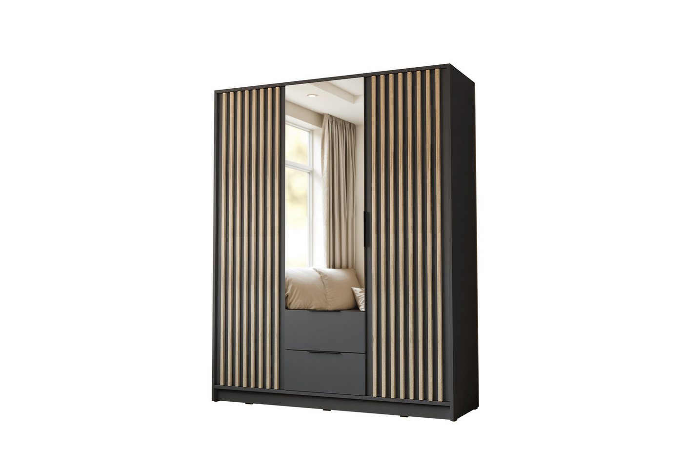 Lookway Kleiderschrank NELA 3D 155 cm Drehtürenschrank mit Lamellen Breite: 155 cm Lookway Kleiderschrank NELA 3D 155 cm Drehtürenschrank mit Lamellen Breite: 155 cm von Lookway
