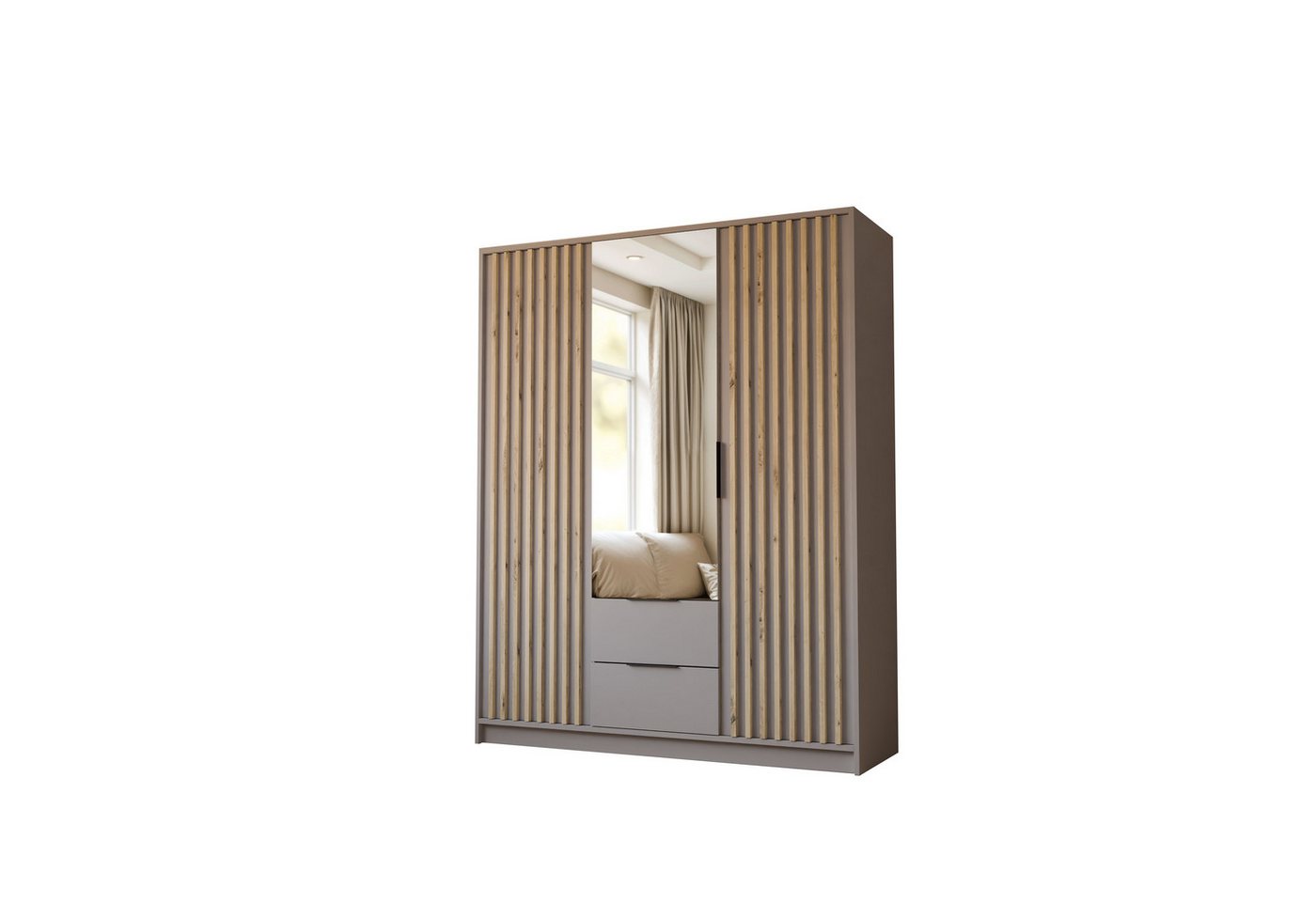 Lookway Kleiderschrank NELA 3D 155 cm Drehtürenschrank mit Lamellen Breite: 155 cm Lookway Kleiderschrank NELA 3D 155 cm Drehtürenschrank mit Lamellen Breite: 155 cm von Lookway