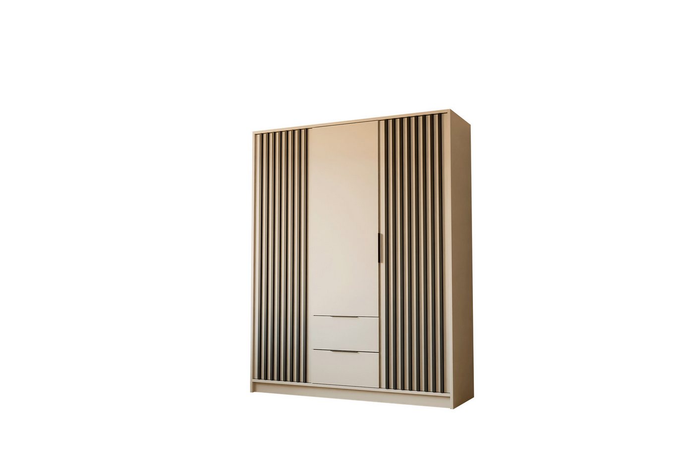 Lookway Kleiderschrank NELA 3D 155 cm Drehtürenschrank mit Lamellen Breite: 155 cm von Lookway