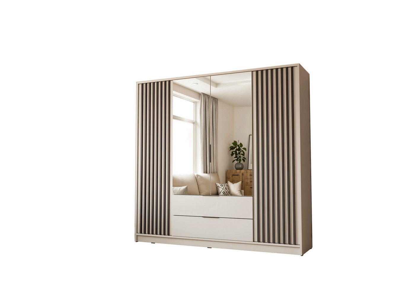 Lookway Kleiderschrank NELA 4D 206 cm Vier­türiger Schrank mit Lamellen Breite: 206 cm von Lookway
