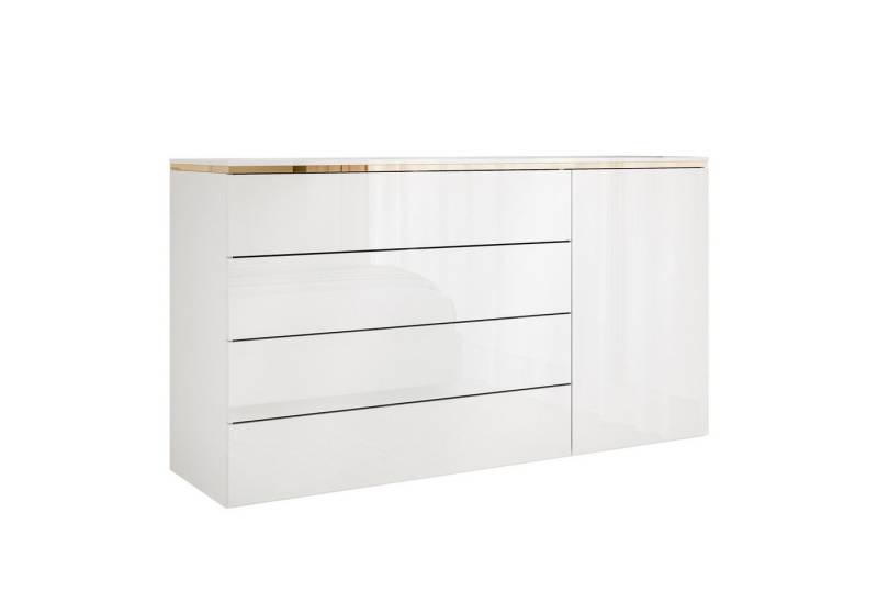 Lookway Kommode AURORA 4S1D weiß glänzend Anrichte mit Schubladen von Lookway