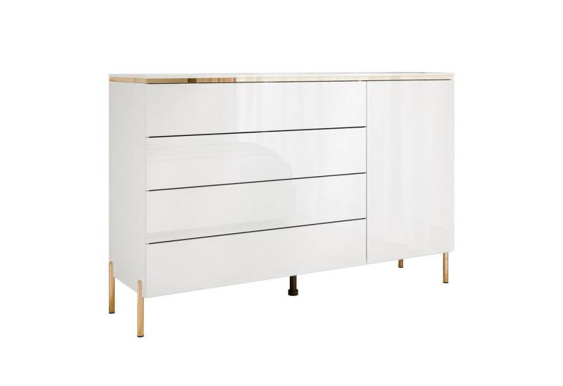 Lookway Kommode AURORA 4S1D weiß glänzend Anrichte mit Schubladen von Lookway