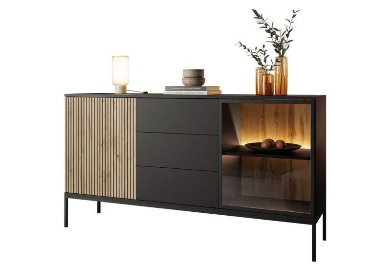 Lookway Kommode ECLIPSE KSZ154 mit Schubladen und Beleuchtung Eiche schwarz wotan, Höhe: 83 cm von Lookway