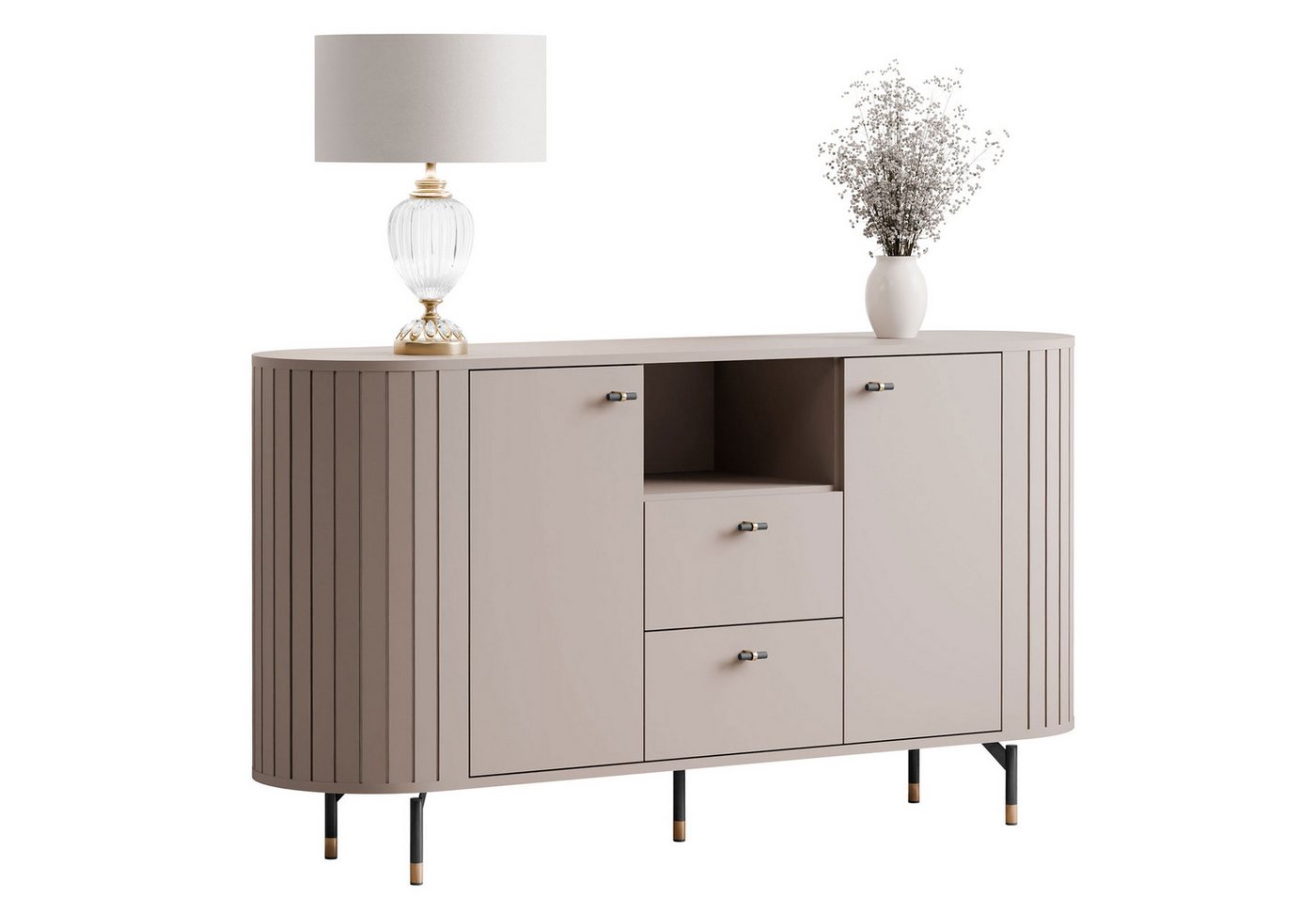 Lookway Kommode ELODIE 150 2D2S Soft-Close, Fräsfronten & Metallbeinen (1x Kommode), Breite: 150 cm von Lookway