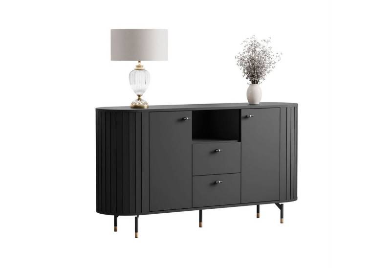 Lookway Kommode ELODIE 150 2D2S mit Soft-Close, Fräsfronten & Metallbeinen (1x Kommode), Breite: 150 cm von Lookway