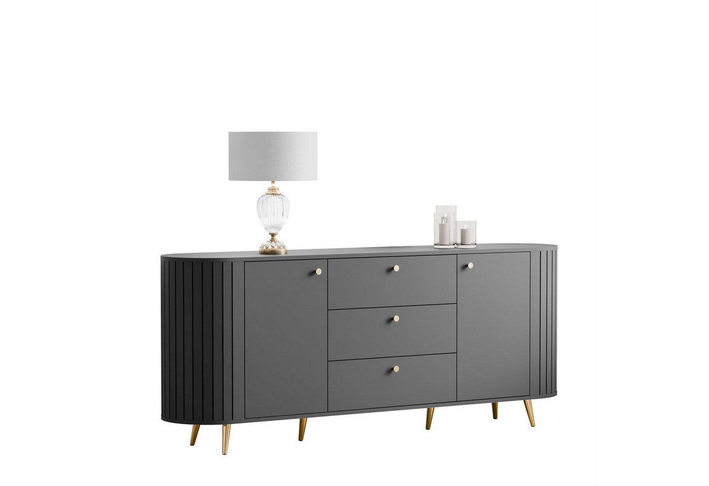 Lookway Kommode ELODIE II 2D3D mit gefrästen Fronten und Soft-Close-System, Breite: 190 cm von Lookway