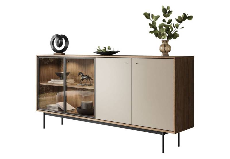 Lookway Kommode ISA 4D Sideboard mit vier Türen und LED-Beleuchtung, Breite: 200 cm von Lookway