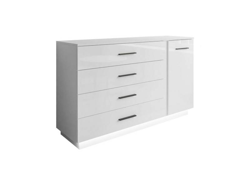Lookway Kommode LINA II Weiß Hochglanz mit LED, Breite 138cm von Lookway