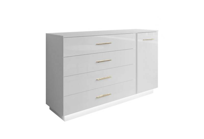 Lookway Kommode LINA II Weiß Hochglanz mit LED, Breite 138cm von Lookway