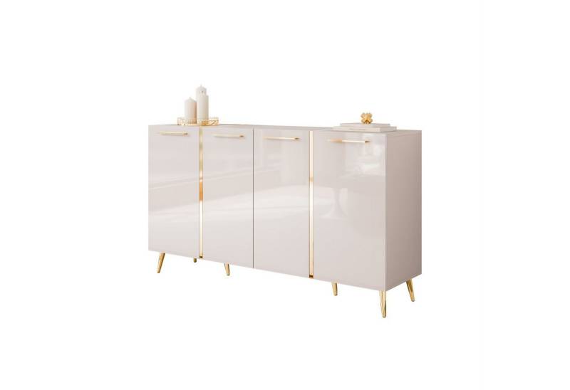 Lookway Kommode ONYX 4D Kaschmir auf goldenen Beinen Hochglanz 158 cm, Breite: 158 cm von Lookway