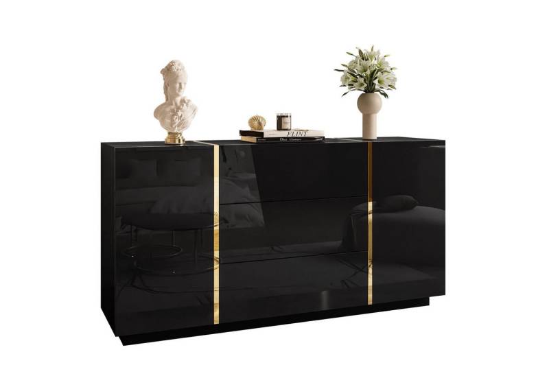 Lookway Kommode ONYX Moderne Hochglanz Sideboard mit 3 Schubladen von Lookway