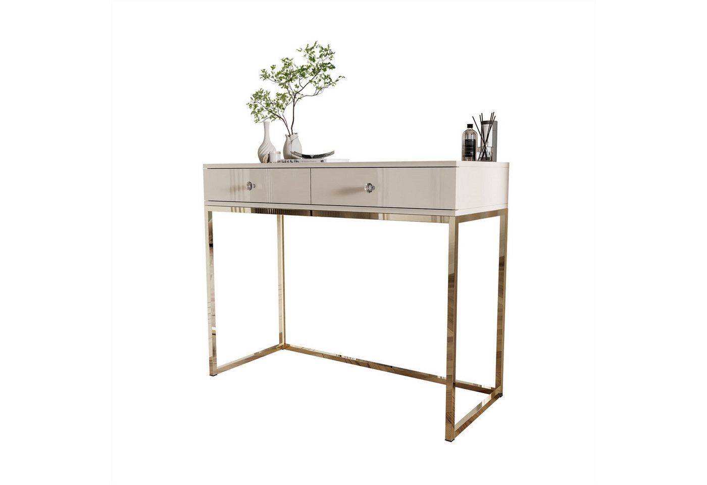 Lookway Konsolentisch BLANCO GLAMOUR Konsole in Kaschmir auf goldenem, verchromtem Gestell (1x Konsole), Breite: 100 cm von Lookway